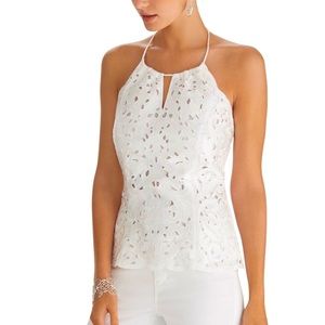 White House Black Market white lace halter tank top